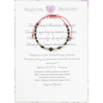 Bransoletka czarny TURMALIN CHRYZOLIT OLIWIN PERIDOT PERYDOT HEMATYT